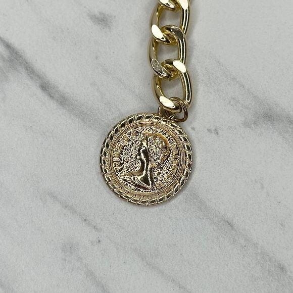 Black Woven Draped Chain Belt Coin Charm Y2K Statement Piece ✨ - Picture 2 of 13